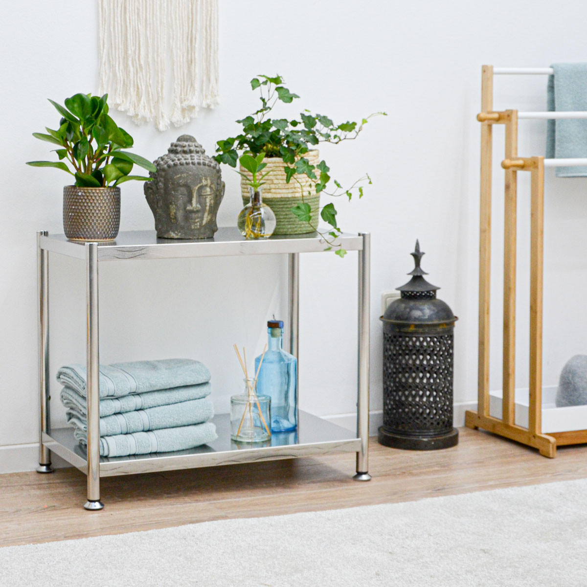 EDELSTAHL-REGAL 61x36x50 cm bis 60kg inkl. 2 Ebenen - Grau, Metall (36/50/61cm) - shelfr