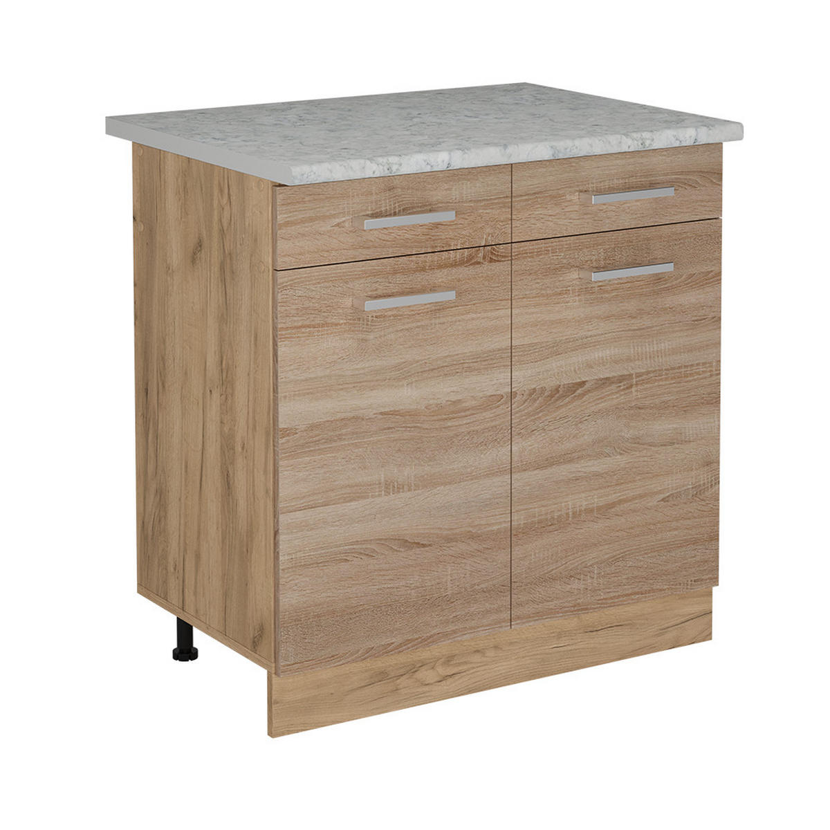 KÜCHENUNTERSCHRANK R-Line Sonoma 80 cm AP Marmor - Honigeiche/Eiche Wotan, Holzwerkstoff (80/81.6/60cm) - Vicco