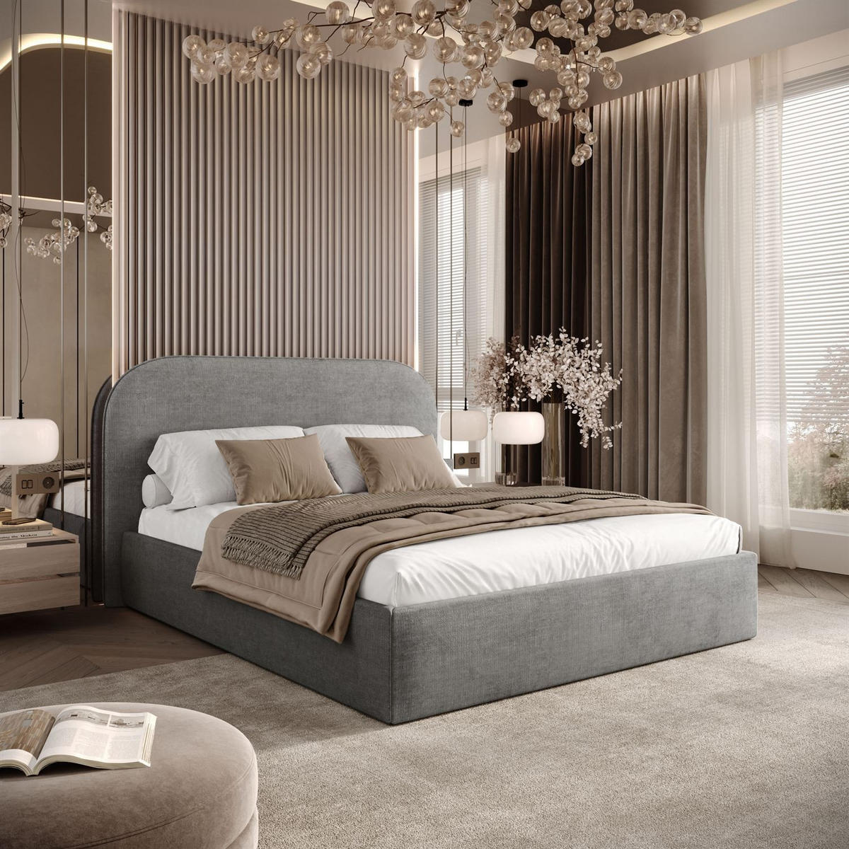 POLSTERBETT OLIMPIA mit Bettkasten 180x200, Perfect Harmony 82 - Grau, Textil (180/200cm) - Lookway