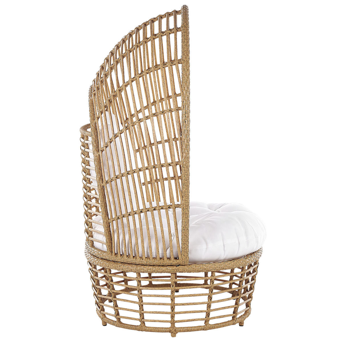 SONNENINSEL Rattan natürlich Kissen weiß Lido - Beige/Weiß, Naturmaterialien (109/150/83cm) - Beliani