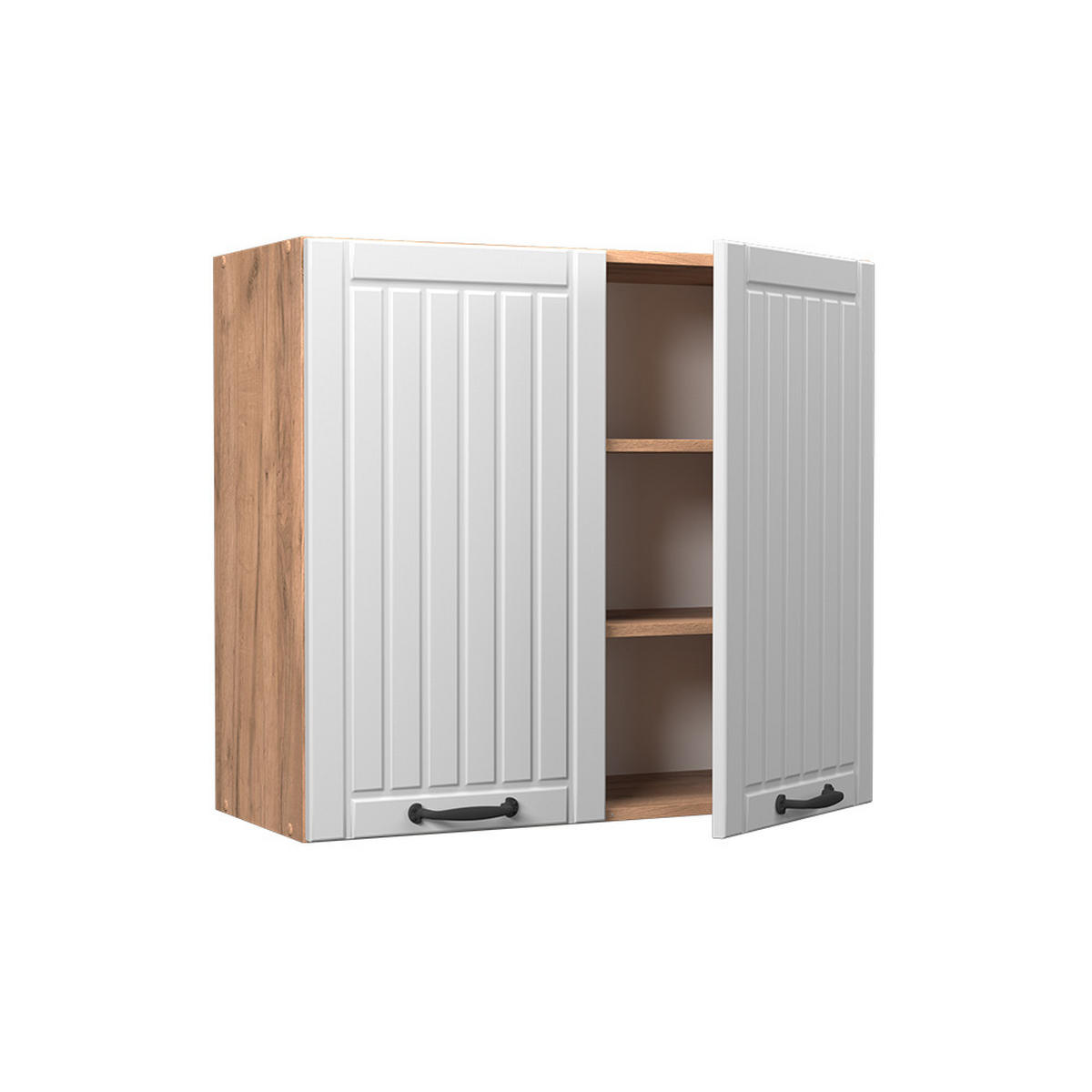 SKLENĚNÁ KUCHYŇSKÁ SKŘÍŇKA Fame-Line Bílý venkovský dům - bílá/medově dubová, kompozitní dřevo (80/72/34.1cm) - Vicco