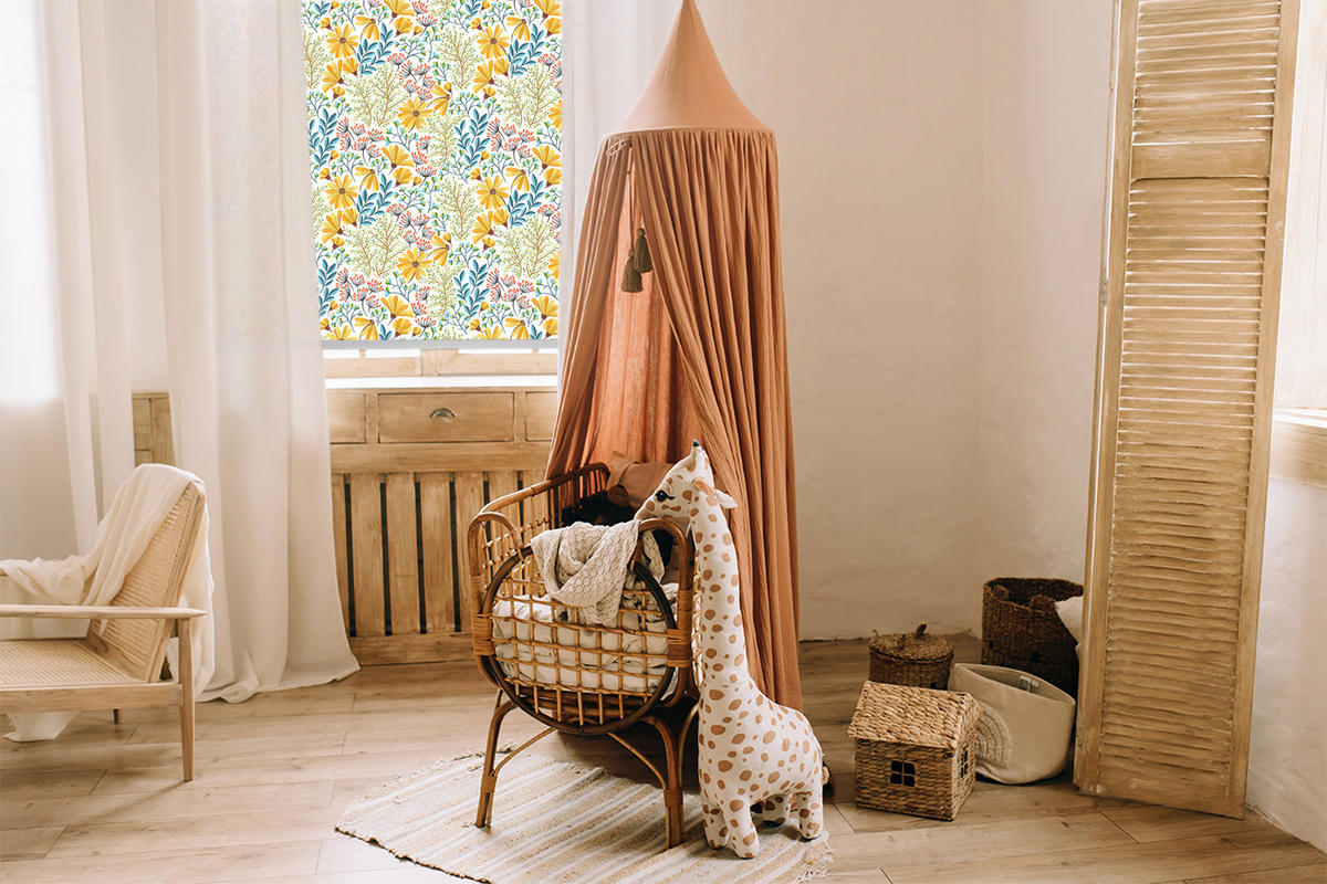 VNÚTORNÁ roleta - okenná roleta - roleta - 60x140 cm - Kvety - žltá, plast (60/140/0.5cm) - TULUP