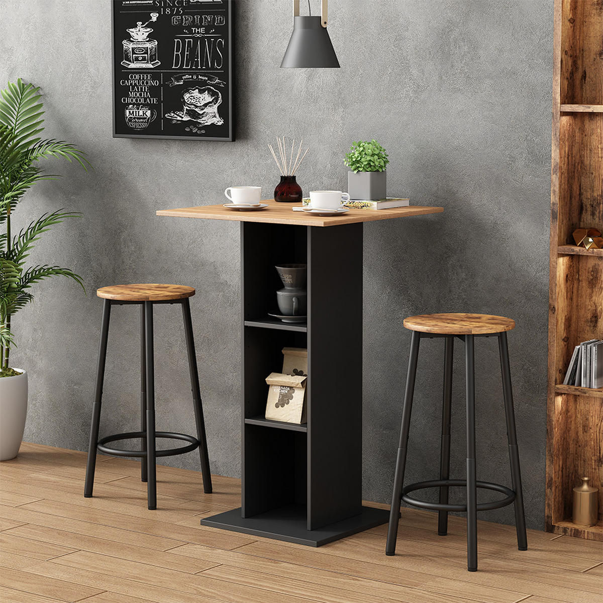 BARHOCKER Edmonton Eiche rustikal 31.5 x 64 cm 2 Teile - Wildeiche, Holzwerkstoff (31.5/64/30cm) - Vicco