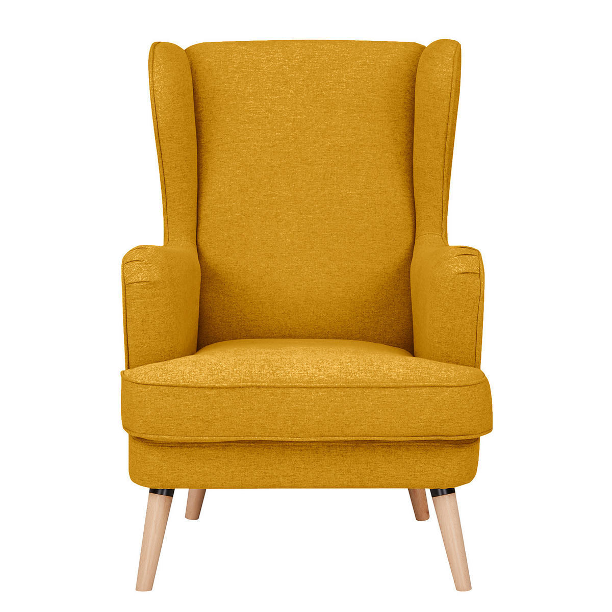 OHRENSESSEL - Beige/Gelb, Holz/Birkenholz (73/107/96cm) - home24