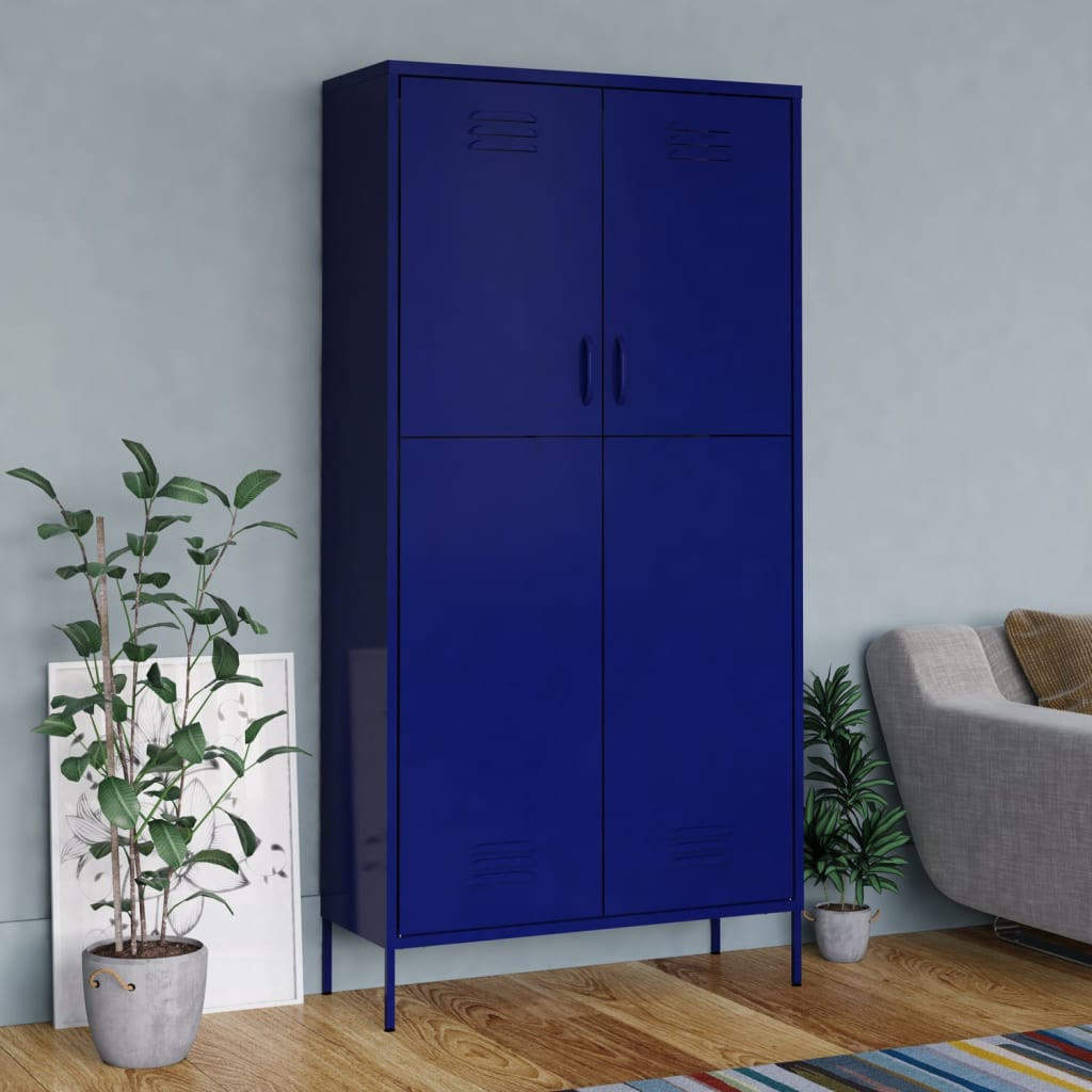 vidaXL KLEIDERSCHRANK Blau 90cm × 50cm × 180cm