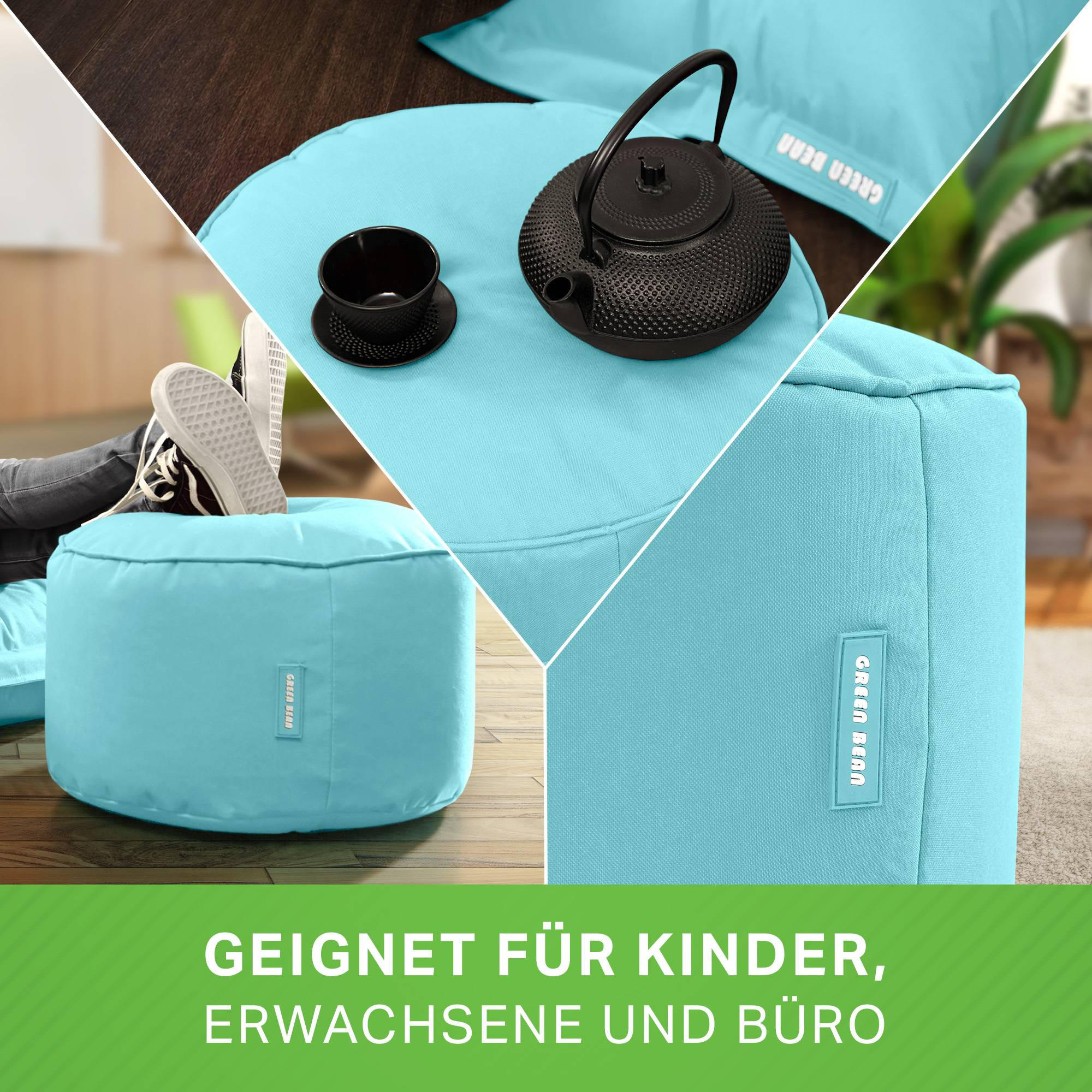 SITZSACK-HOCKER Pouf "Stay" 45x25cm - Blau, Textil (45/25/45cm) - Green Bean