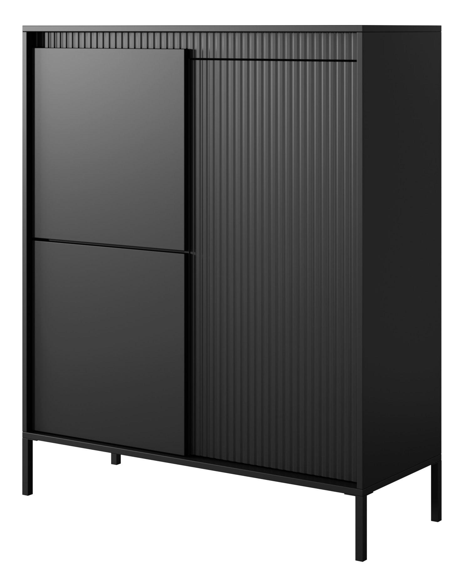 Feldmann-Wohnen Highboard Schwarz 104x124x40 cm