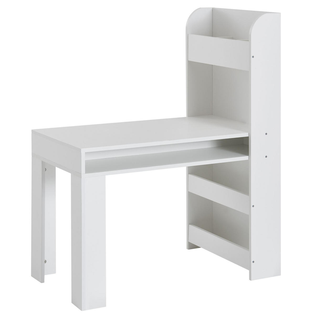 KINDERSCHREIBTISCH – Weiß, mit Regal, kratzfest, wasserabweisend, melaminbeschichtet - Weiß, Holz (90/110/50cm) - KADIMA DESIGN