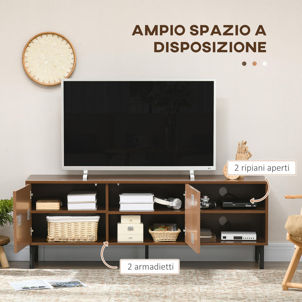 TV-MÖBEL Braun 1 Stück - Braun, Holzwerkstoff (150/56/40cm) - GiPP