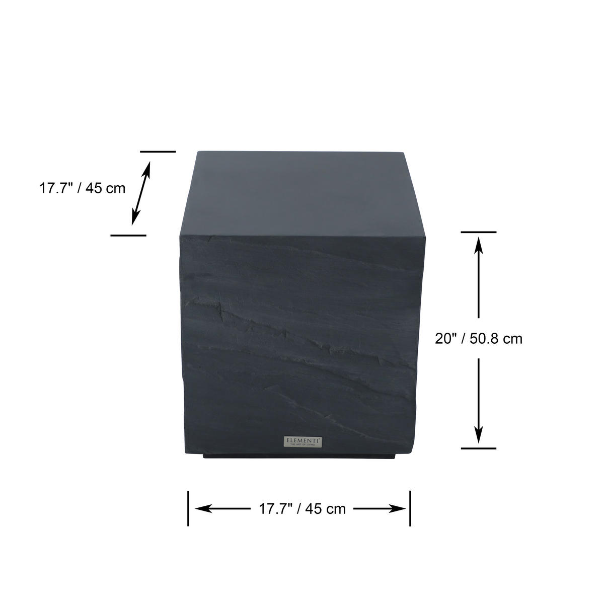 BEISTELLTISCH COLORADO aus GF-Beton, Wetterbeständig, 45x45x51 cm - Dunkelgrau, Naturmaterialien (45/45/51cm) - Elementi