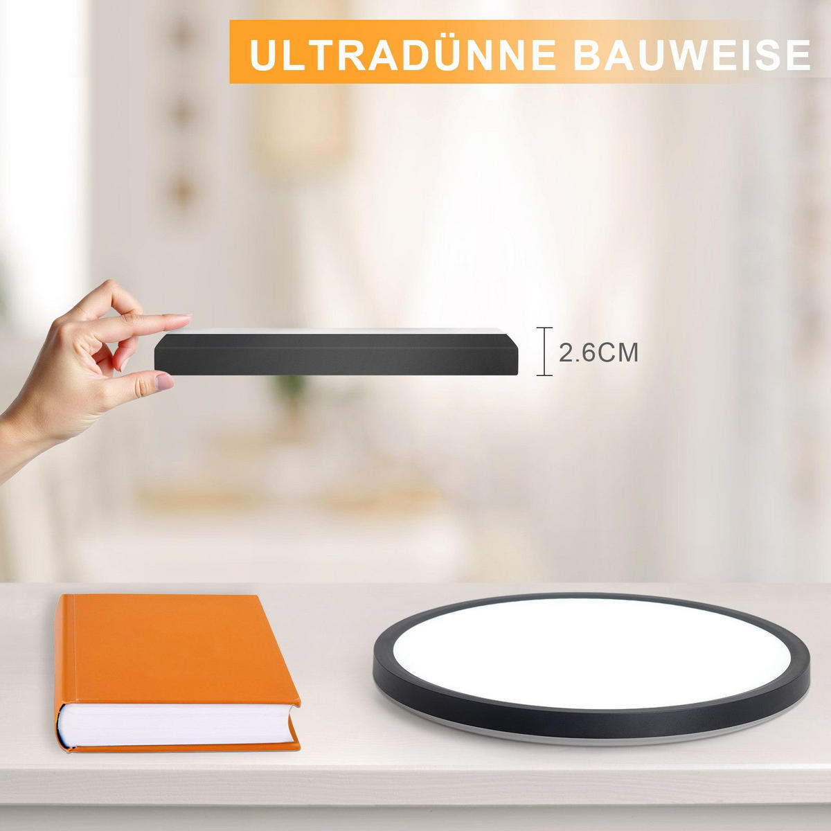 LED-DECKENLEUCHTE Lind 22/22/2.6cm - Schwarz, Kunststoff (22/22/2.6cm) - Nettlife