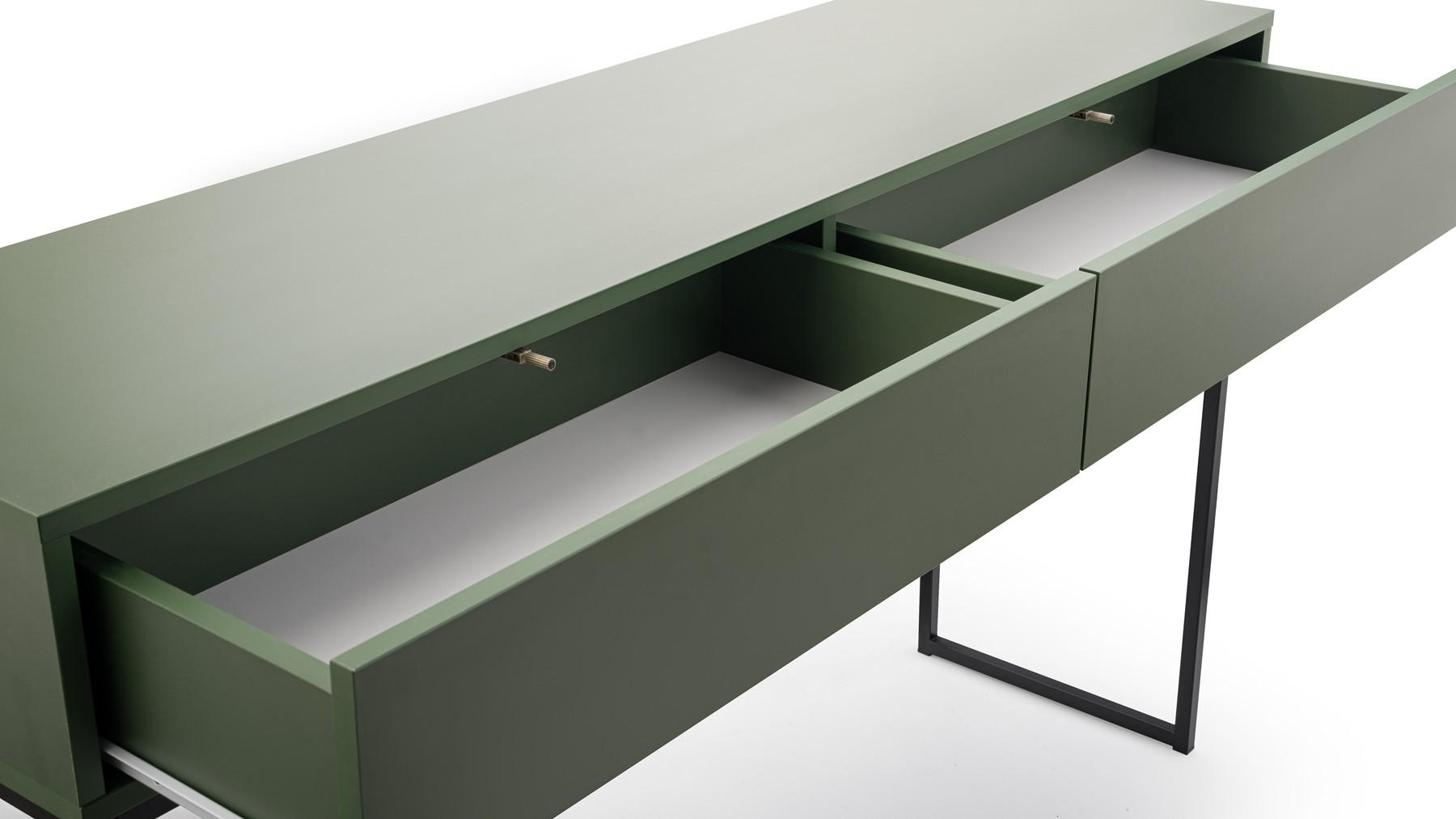 SCHMINKTISCH Genua Eiche, Schwarz Gestell, mit Schubladen - Schwarz/Braun, Holzwerkstoff (37/137/83cm) - Bettso