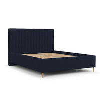 POLSTERBETT Aria 160/200 cm Marineblau im Riva Stoff - Naturfarben/Dunkelblau, Holz/Holzwerkstoff (160/200cm) - AltaBeds