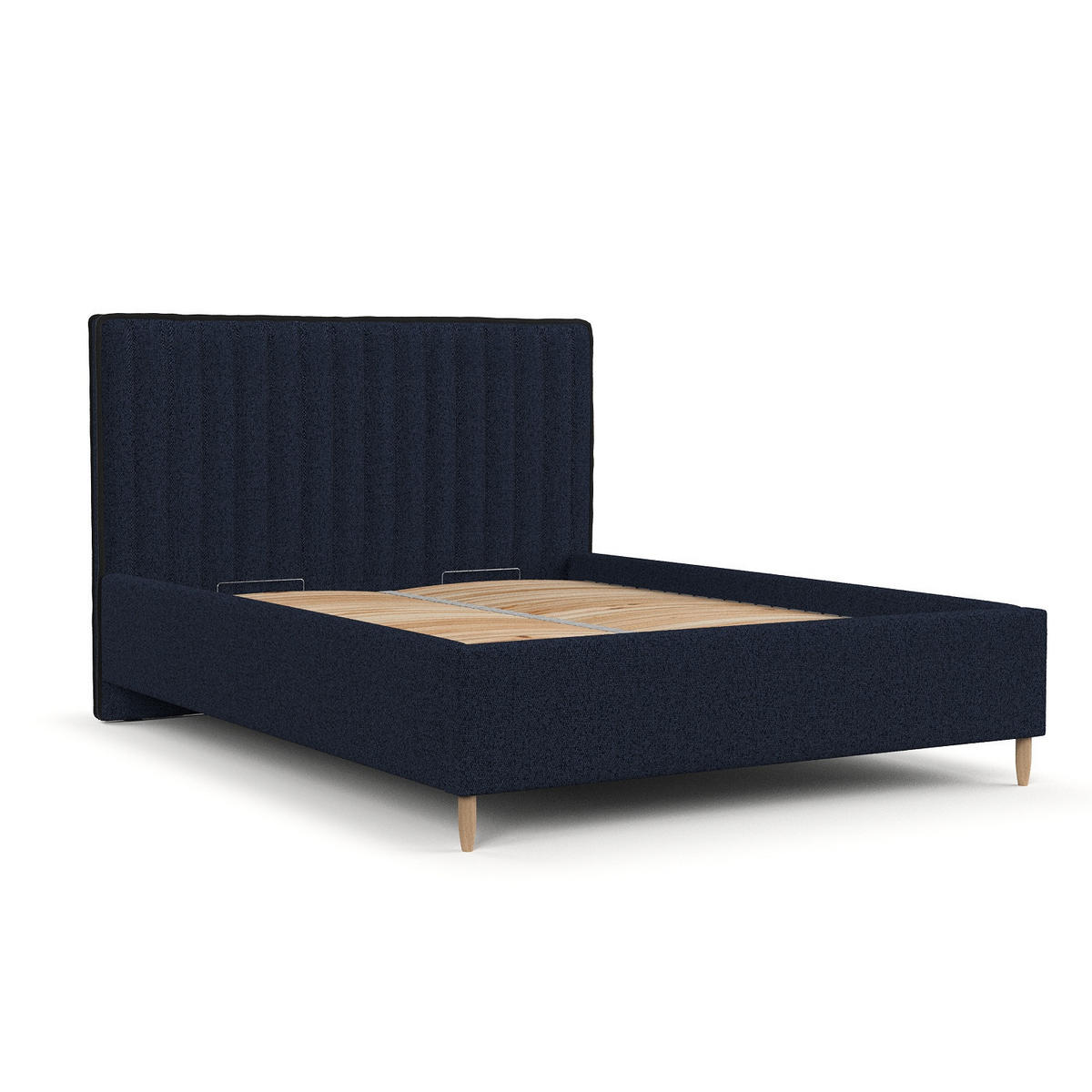 POLSTERBETT Aria 160/200 cm Marineblau im Riva Stoff - Naturfarben/Dunkelblau, Holz/Holzwerkstoff (160/200cm) - AltaBeds