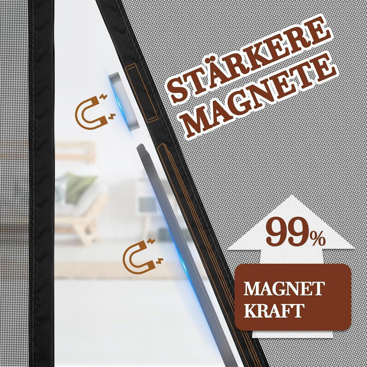 FLIEGENGITTER für Balkontür 74-84 cm x 201-206 cm Schwarz - Schwarz, Textil (25/31/3.5cm)
