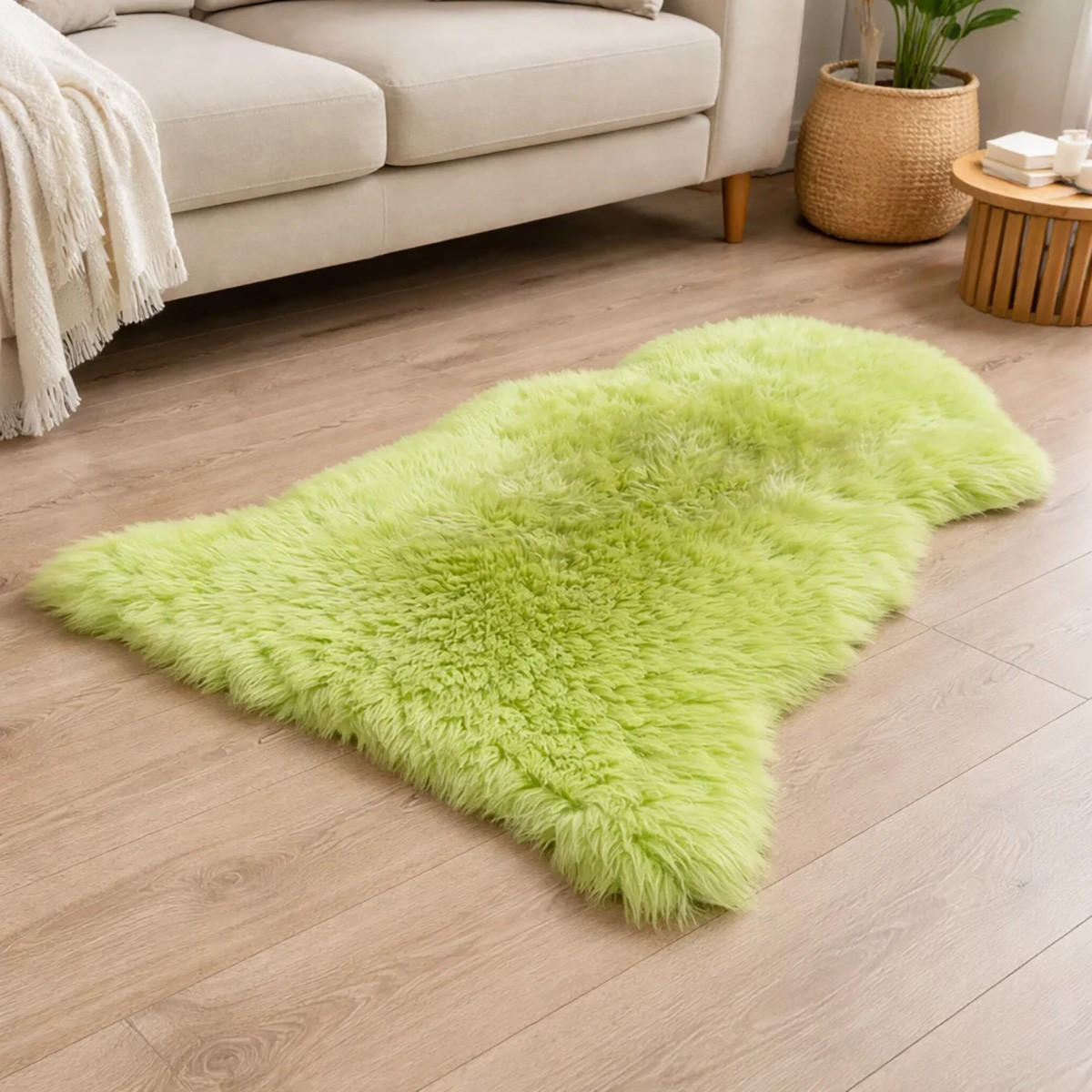 LAMMFELL Öko bunt gefärbt weich Fell Teppich Grünapfel ca. 90 cm - Grün, Fell (50/90cm) - Provellus