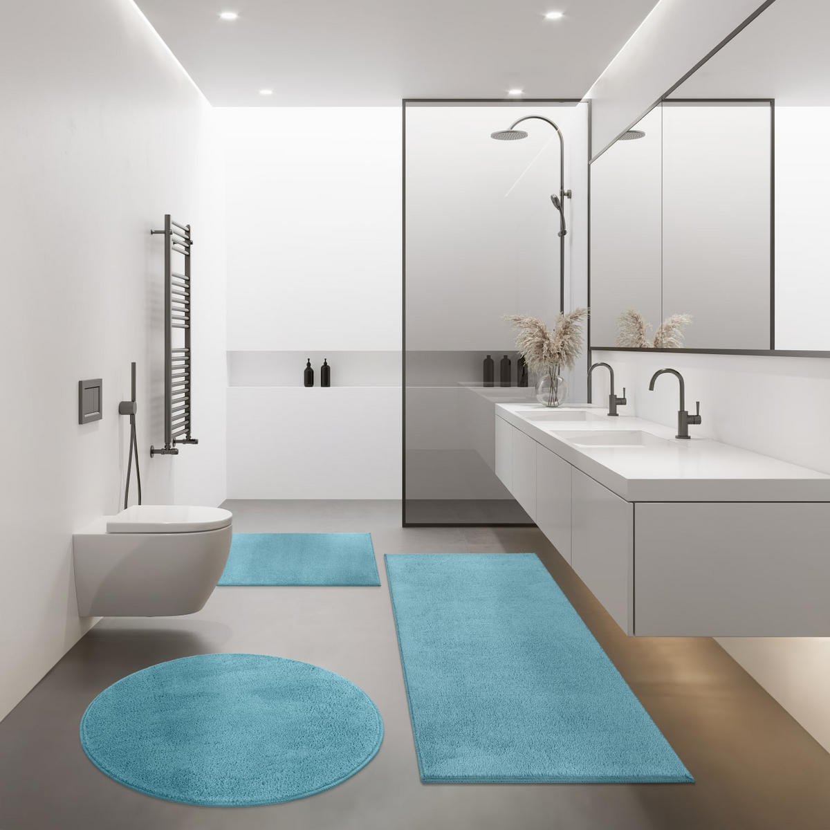 BADEMATTE 40/55 cm Kanda 360 - Türkis, Kunststoff (40/55cm) - Paco Home