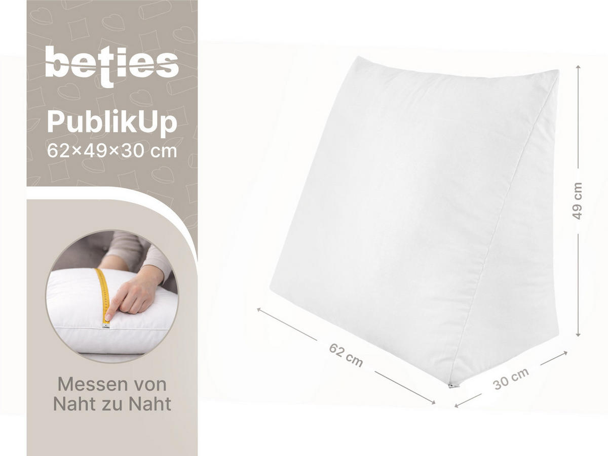 KEILKISSEN PublikUp gefüllt mit Schaumstoffflocken 62/49/30 cm - Weiß, Naturmaterialien/Textil (49/62cm) - beties Heimtextil