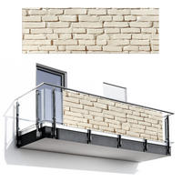 BALKON-SICHTSCHUTZ Ziegel - Wand - Licht - Weiß - Creme, Kunststoff (300/100cm) - MuchoWow