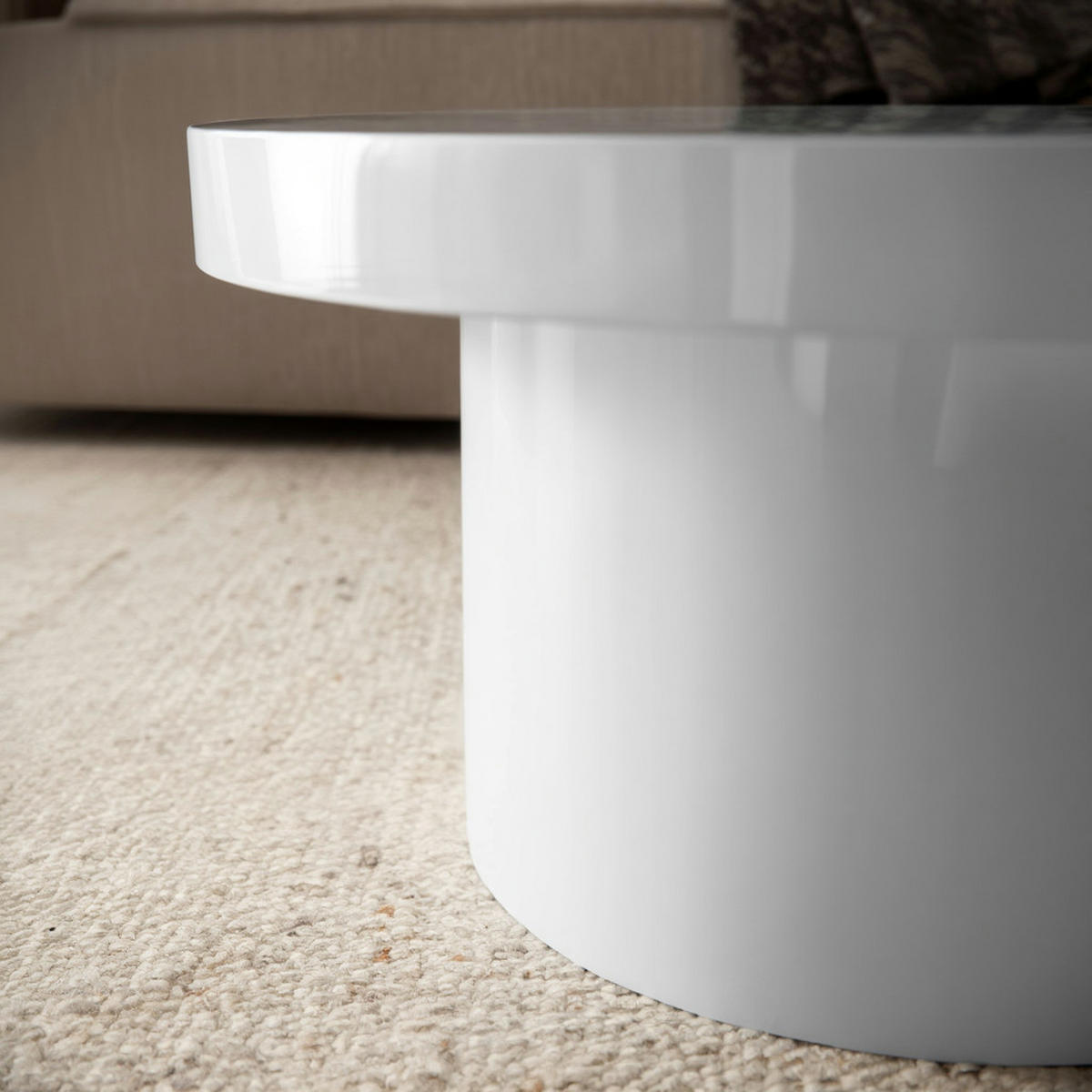 COUCHTISCH Rund Klein in Weiß Hochglanz Modern, Pilz-Form, 60x60x30 cm - Weiß, Holzwerkstoff (60/60/30cm) - KADIMA DESIGN