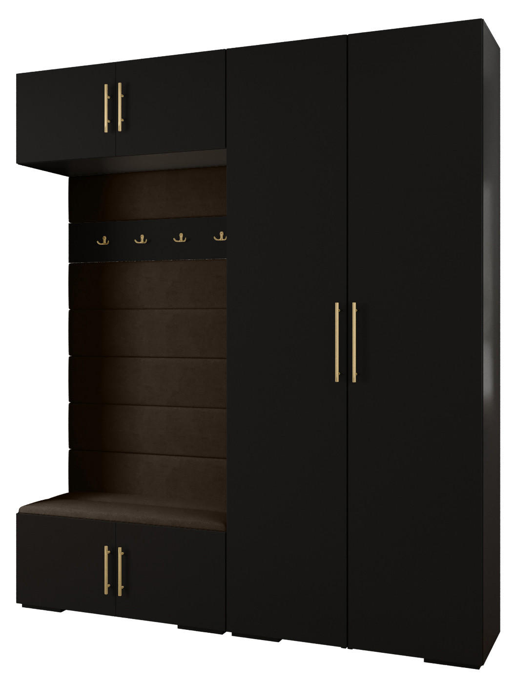 GARDEROBEN-SET 236,7/200/47 - Goldfarben/Schwarz, Holz/Kunststoff (200/236.7/47cm) - Abiks Möbel