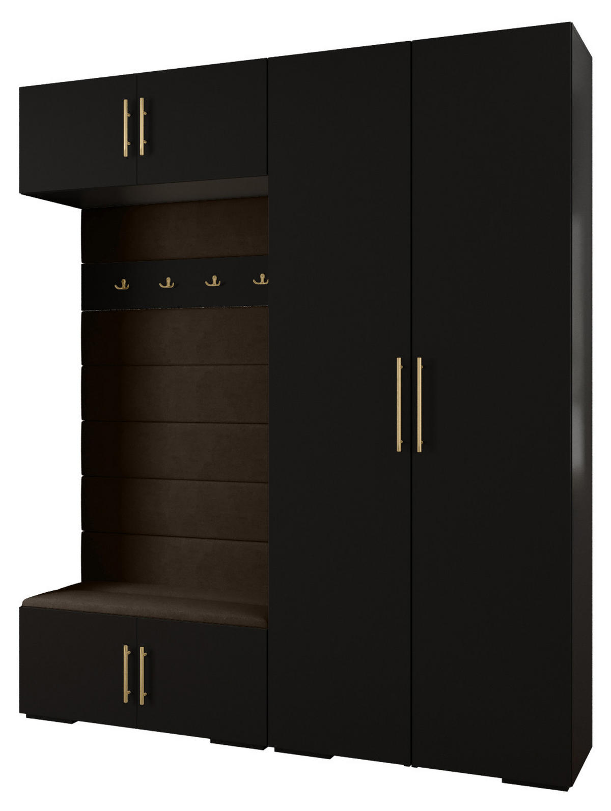 GARDEROBEN-SET 236,7/200/47 - Goldfarben/Schwarz, Holz/Kunststoff (200/236.7/47cm) - Abiks Möbel