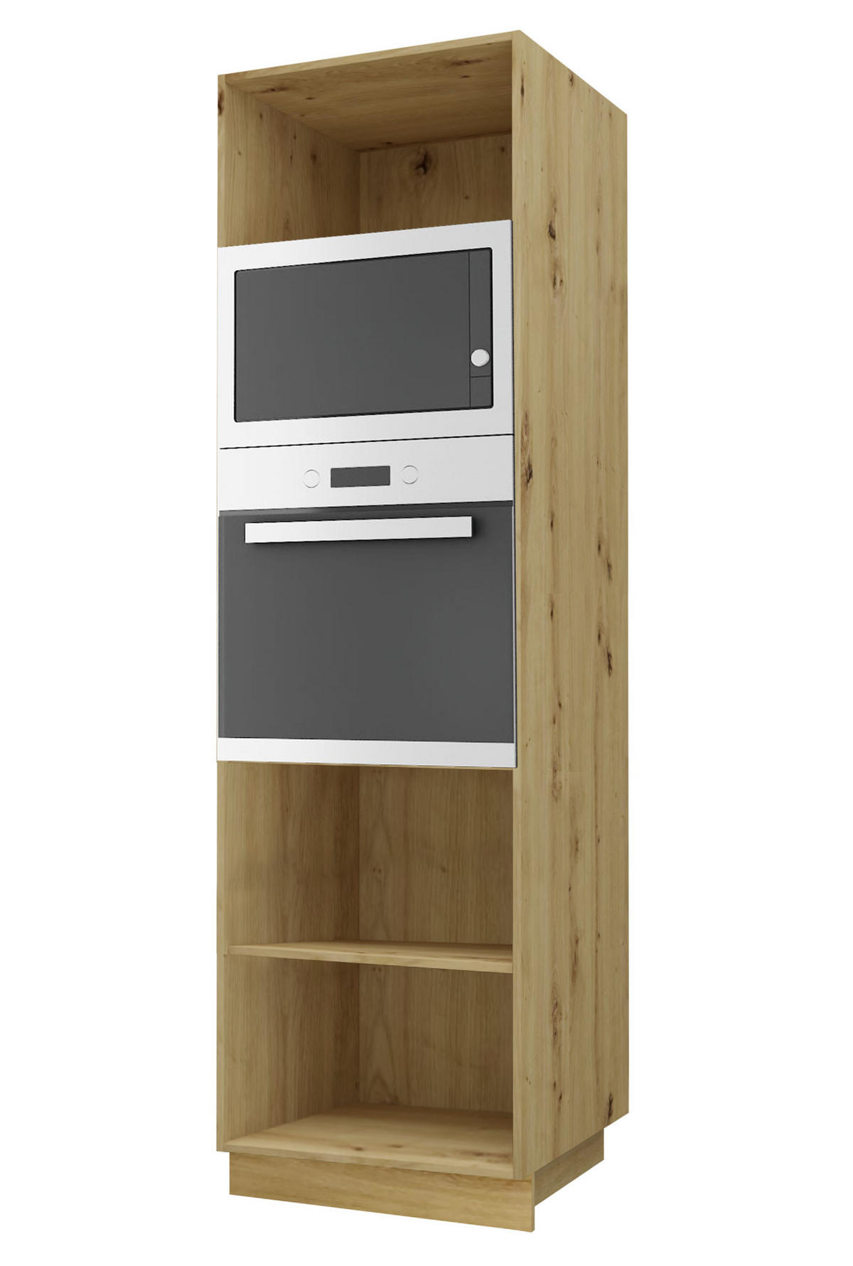 BACKOFENUMBAUSCHRANK Essen D14/RU/60/207 Weiß Hochglanz / Eiche Artisan Matt 60 / 59 / 207cm - Weiß Hochglanz/Eiche Artisan, Holz/Holzwerkstoff (60/207/59cm) - Feldmann-Wohnen
