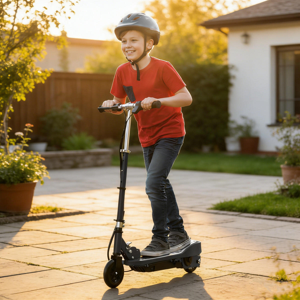 KINDERSCOOTER DE-16953 klappbar 120 W 12 km/h Schwarz - Schwarz, Metall (74/36/91cm) - ComfortXL