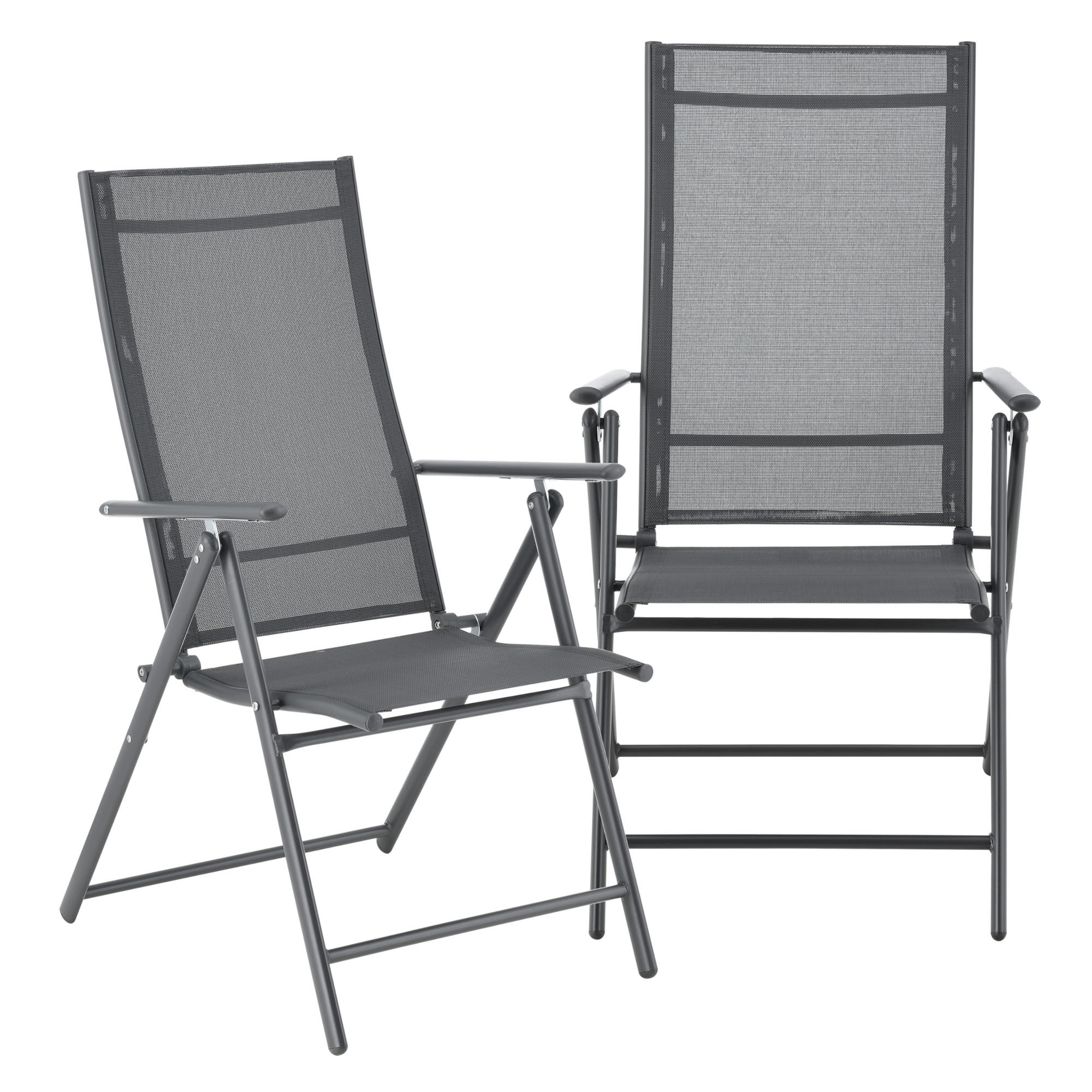 GARTENSTUHL-SET 2 TLG. Kalamata - Dunkelgrau, Metall (57/105/68cm) - [en.casa]