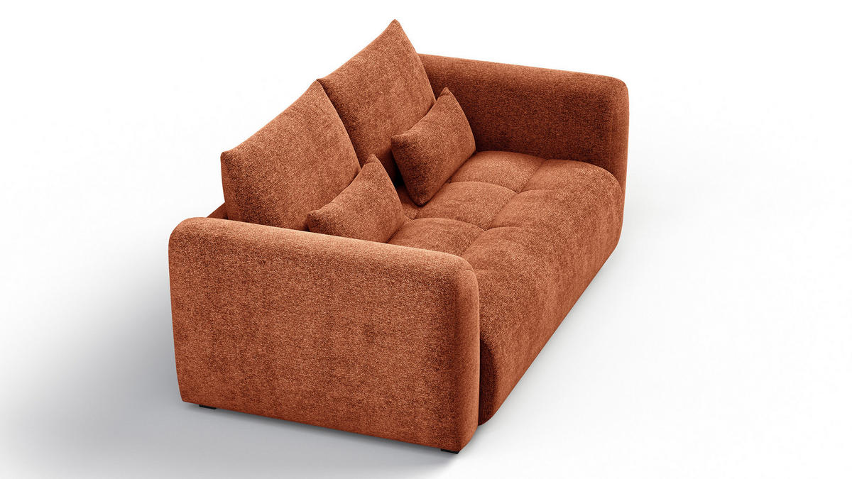 SOFA SORENO 3-Sitzer, orange - Schwarz/Orange, Holz/Textil (214/94/114cm) - Courtois Laville