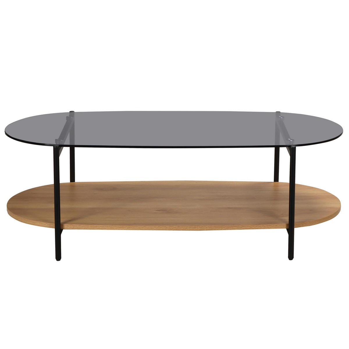 COUCHTISCH, helles Holzeffekt - Beige, Glas (120/55/40cm) - Oviala
