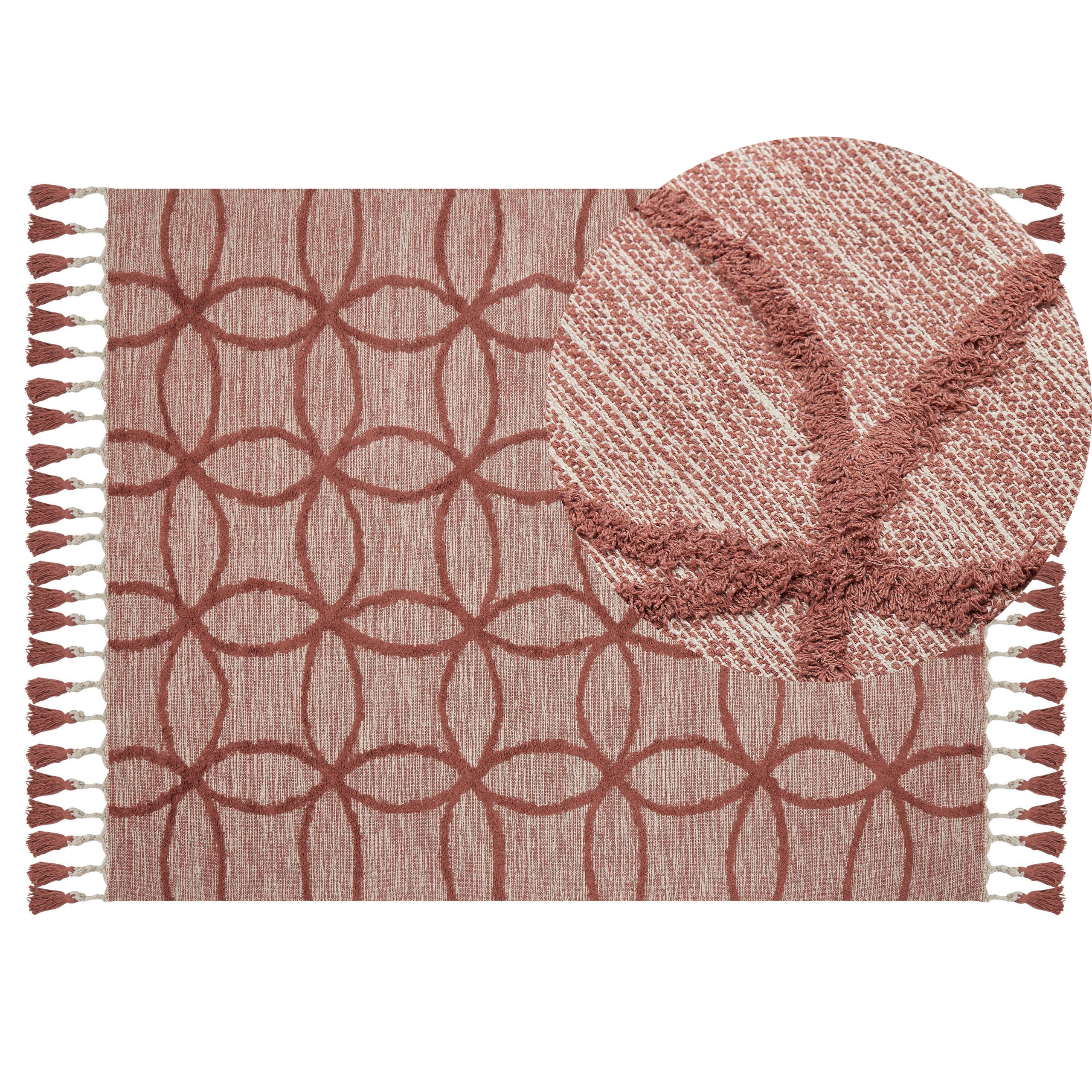 KURZFLOR-TEPPICH Kirsehir 200/140 cm - Rot, Textil (140/200cm) - Beliani