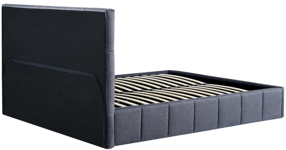 POLSTERBETT Negad Stoff Dunkelgrau Bett 160x200 - Dunkelgrau, Textil (160/200cm) - DELUKE