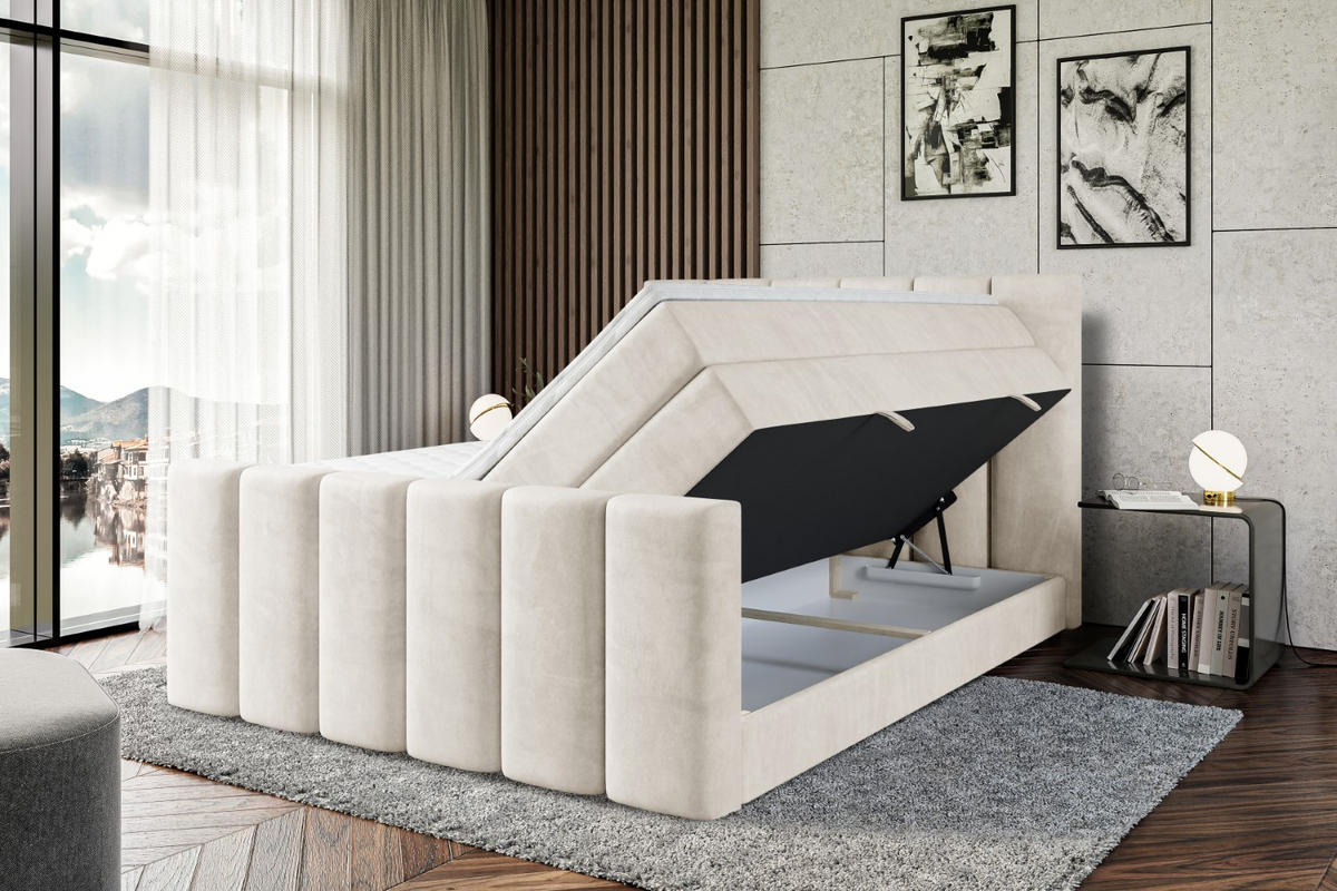 BOXSPRINGBETT BOXI1-Z KING - 200x200 - H3/H4 - Creme - Creme, Holzwerkstoff (200/200cm) - ALTDECOR
