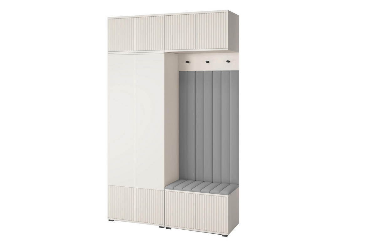 GARDEROBE Ritmo version 2 mit POLSTERPANEELEN GRAU - Beige/Grau, Holzwerkstoff (140/225/40cm) - Jerpax