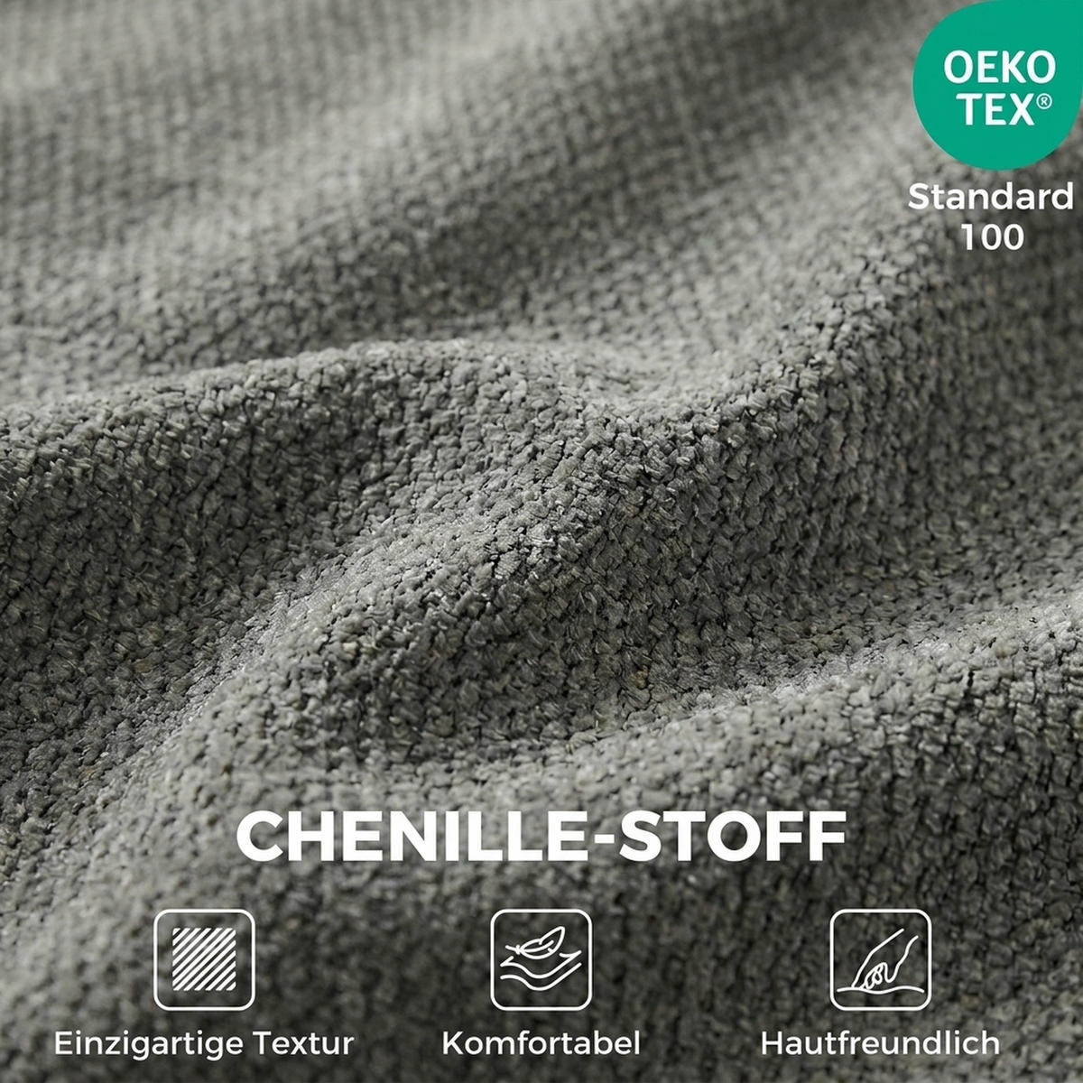 SOFA Hellgrau 90.0/80.0/76.0cm - Hellgrau, Textil (80/76/90cm)