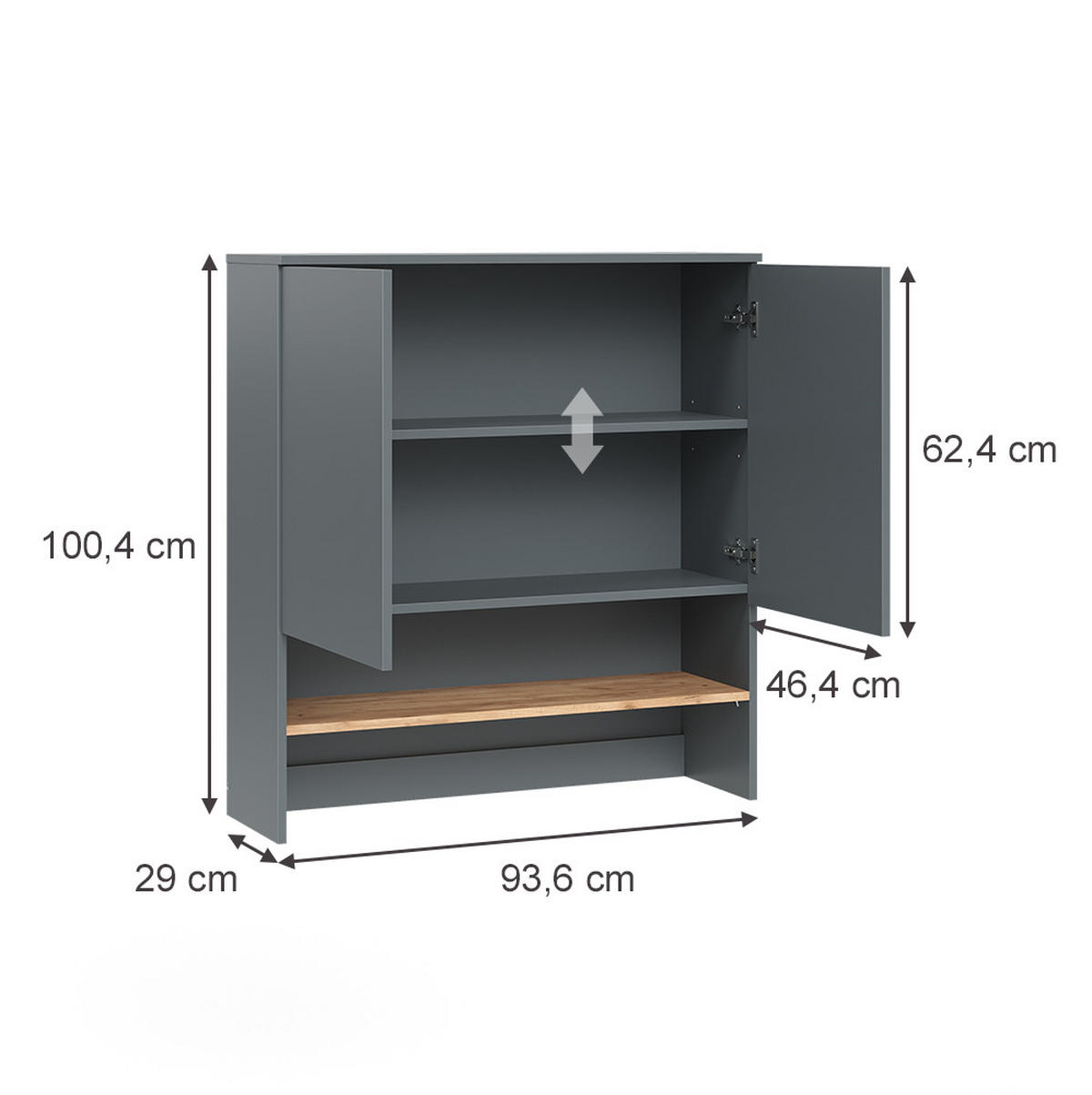 SKŘÍŇKA NA PRAČKU Viktor Antracit/zlatý dub - medově dubová/antracitová, kompozitní dřevo (93.6/100.4/29cm) - Vicco