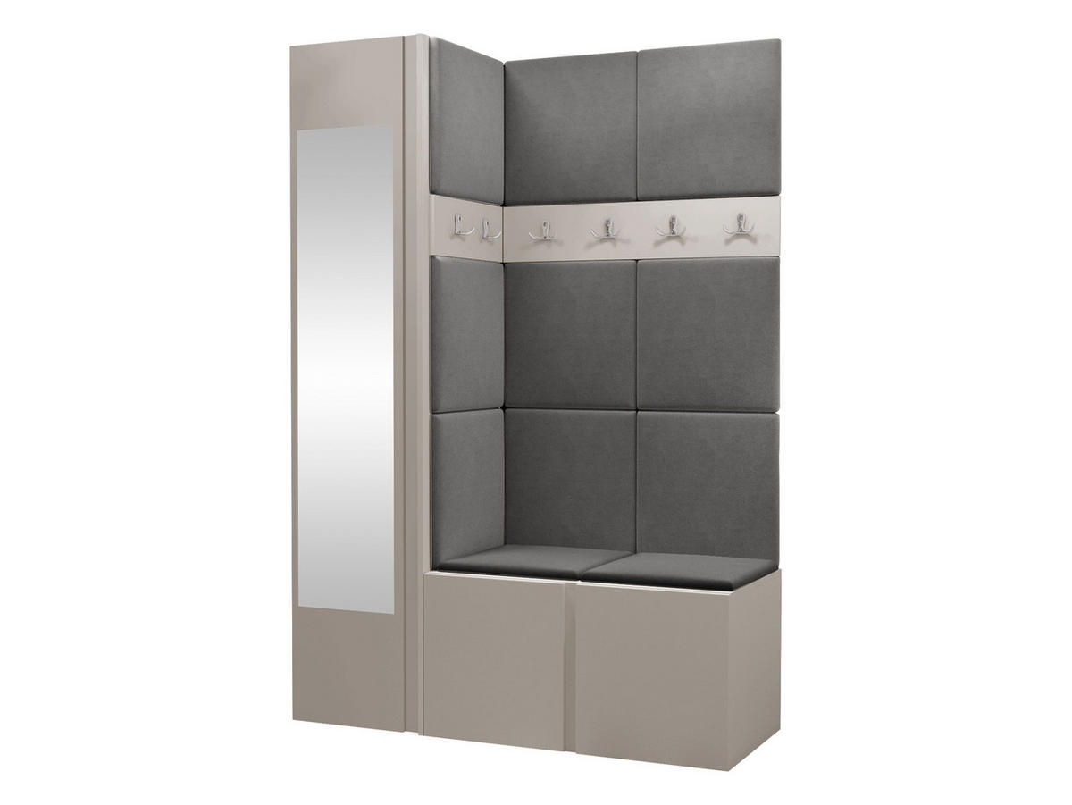 GARDEROBEN-SET Orion X - Kaschmir/Grau, Holzwerkstoff/Kunststoff (124/186/46cm) - MIRJAN24