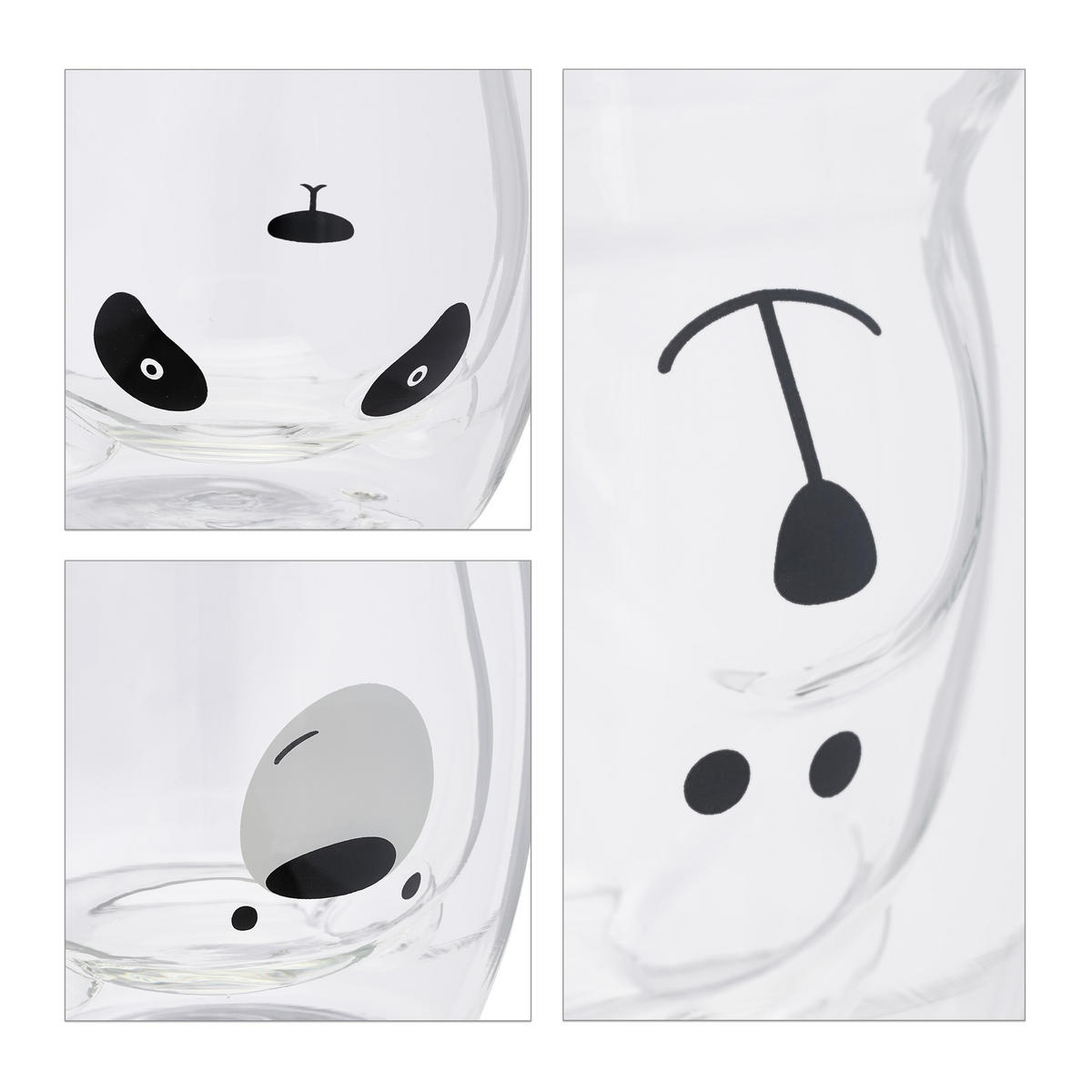 3xDOPPELWANDIGE Gläser - Transparent, Glas - Relaxdays