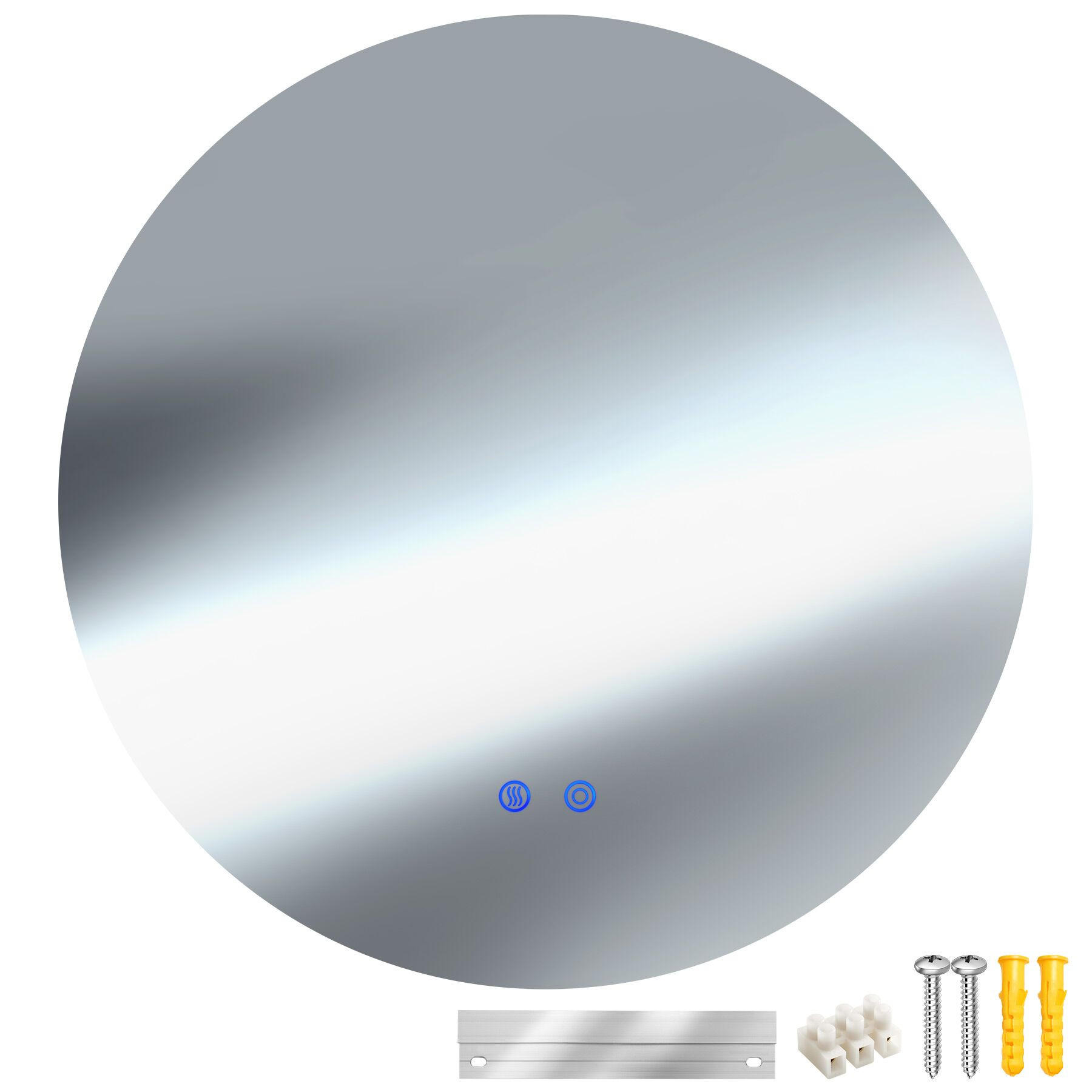 LED-BADEZIMMERSPIEGEL rund Aurora,inklusive Spiegelheizung,weiß - Weiß, Glas (60/60/3.5cm) - tectake