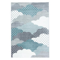 TEPPICH Kinder Kurzflor Wolken Polypropylen Kinderzimmer Blau Läufer 80x150 - Blau, Textil (80/150cm) - KADIMA DESIGN
