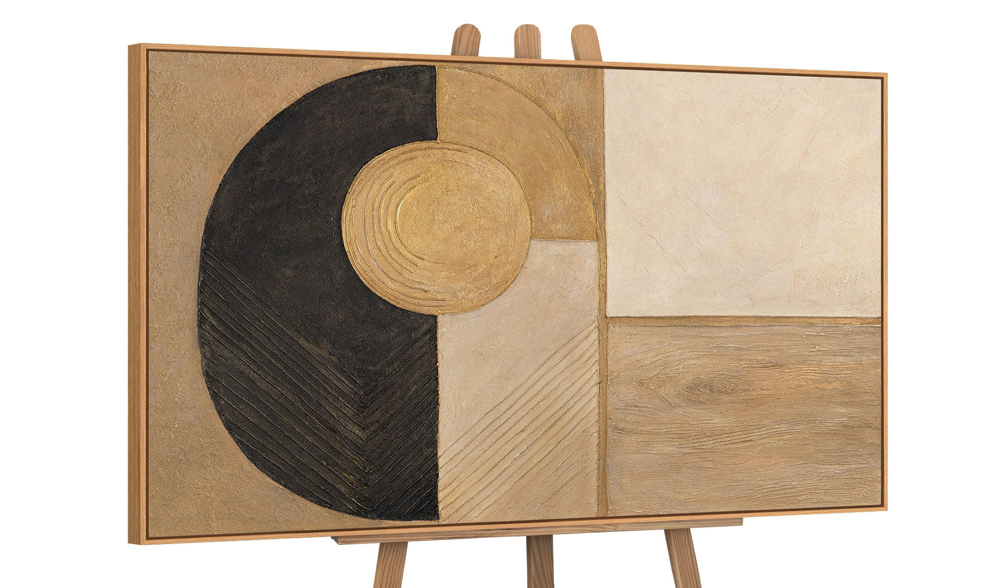 GEMÄLDE Form und Textur Schattenfugenrahmen Eichefarben 140x100 cm - Eichefarben, Holz (140/100cm) - YS-art gallery