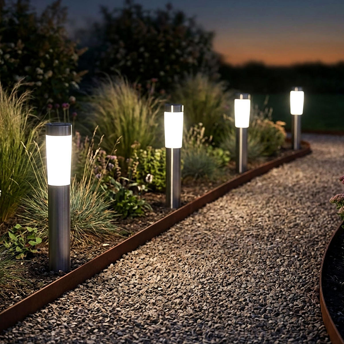 LED AUSSENLEUCHTE Silber Metall 4er Set - Silberfarben, Metall (7.5/7.5/56cm) - Globo Lighting