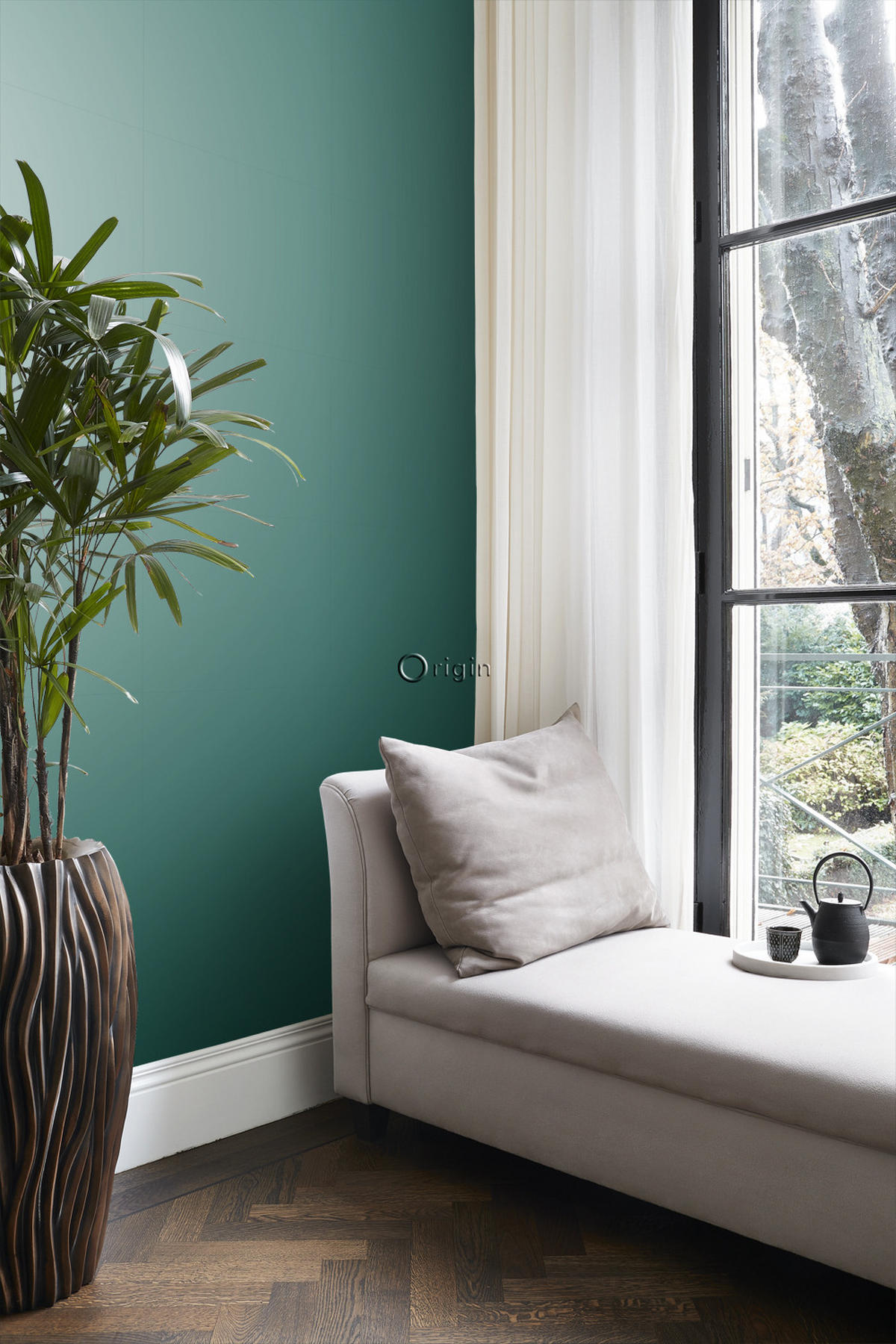 TAPETE Uni mit Glanzeffekt 53 cm x 10.05 m - Blau, Papier (53/1000cm) - Origin Wallcoverings