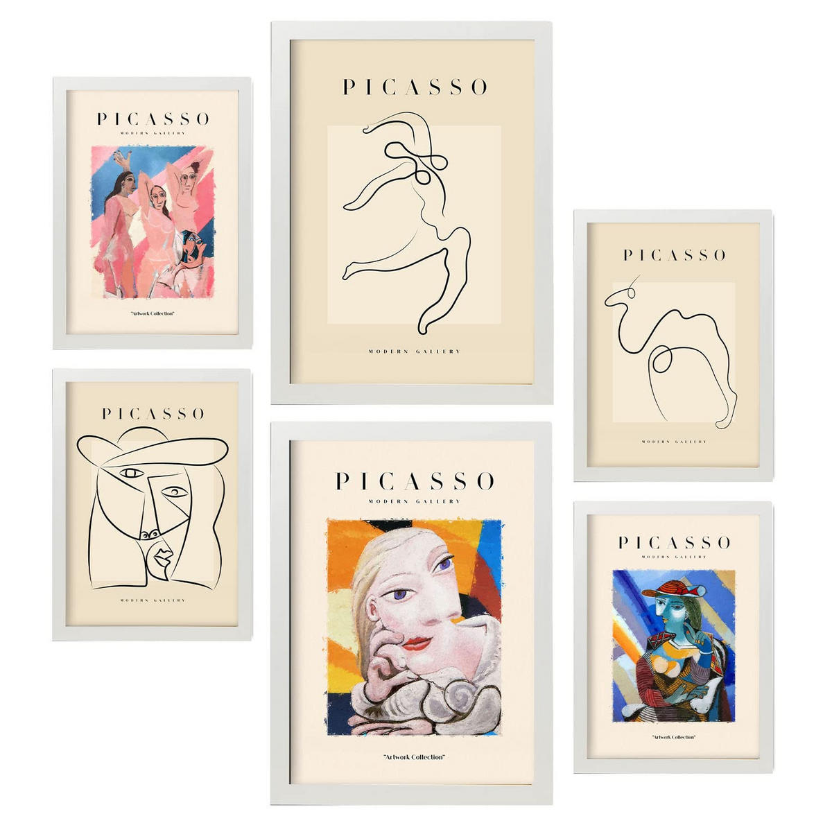 POSTER Set Mit 6 Schwarze Tintenharmonie Größe A3 & A4 Weißer Rahmen - Weiß, Papier (29.7/1cm) - Nacnic