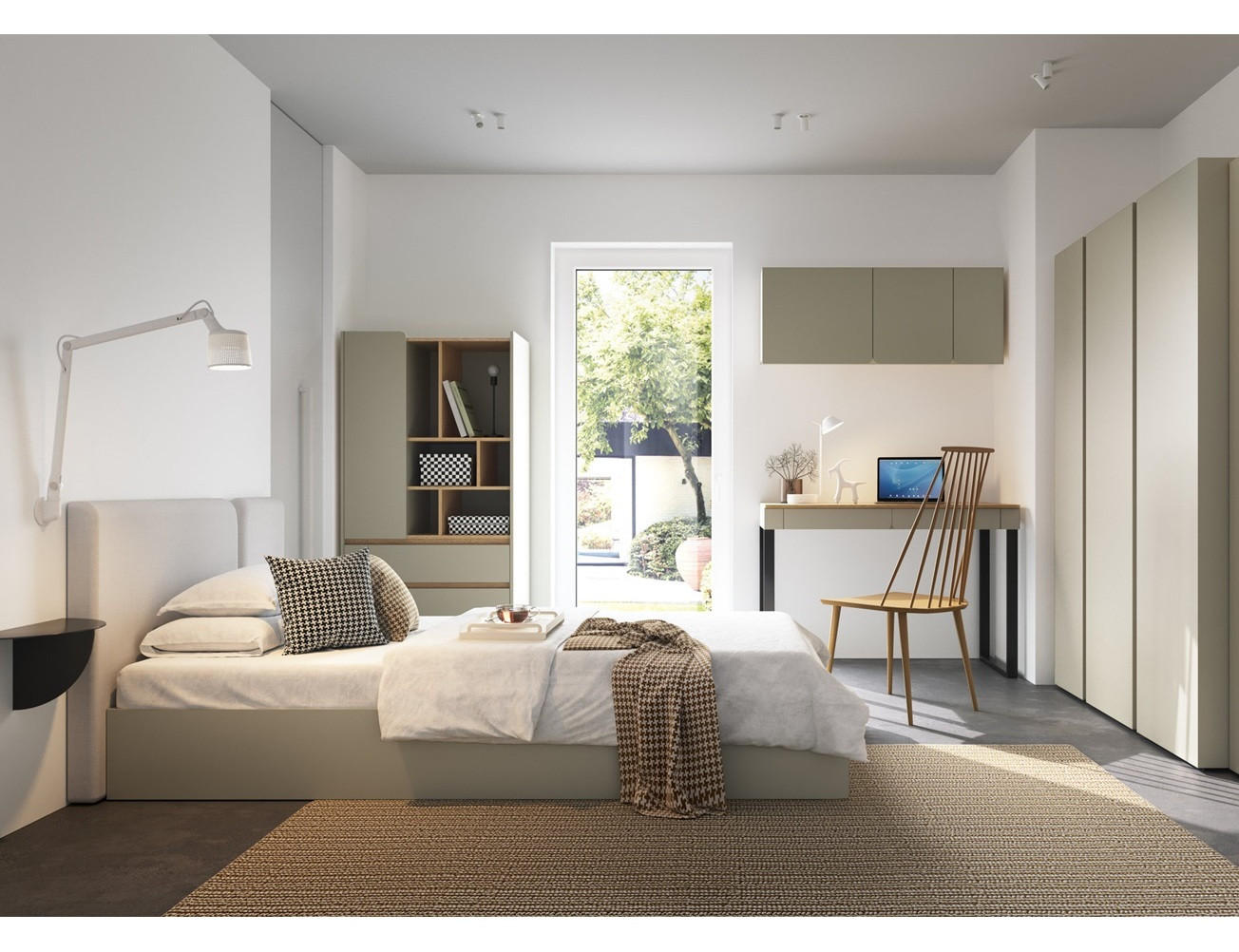 JUGENDZIMMER Laris Set B mit Bett 90 x 200 - Eukalyptus / Eiche Baltic Dune - Eukalyptusholzfarben/Eichefarben, Holzwerkstoff/Metall (145/195/50cm)