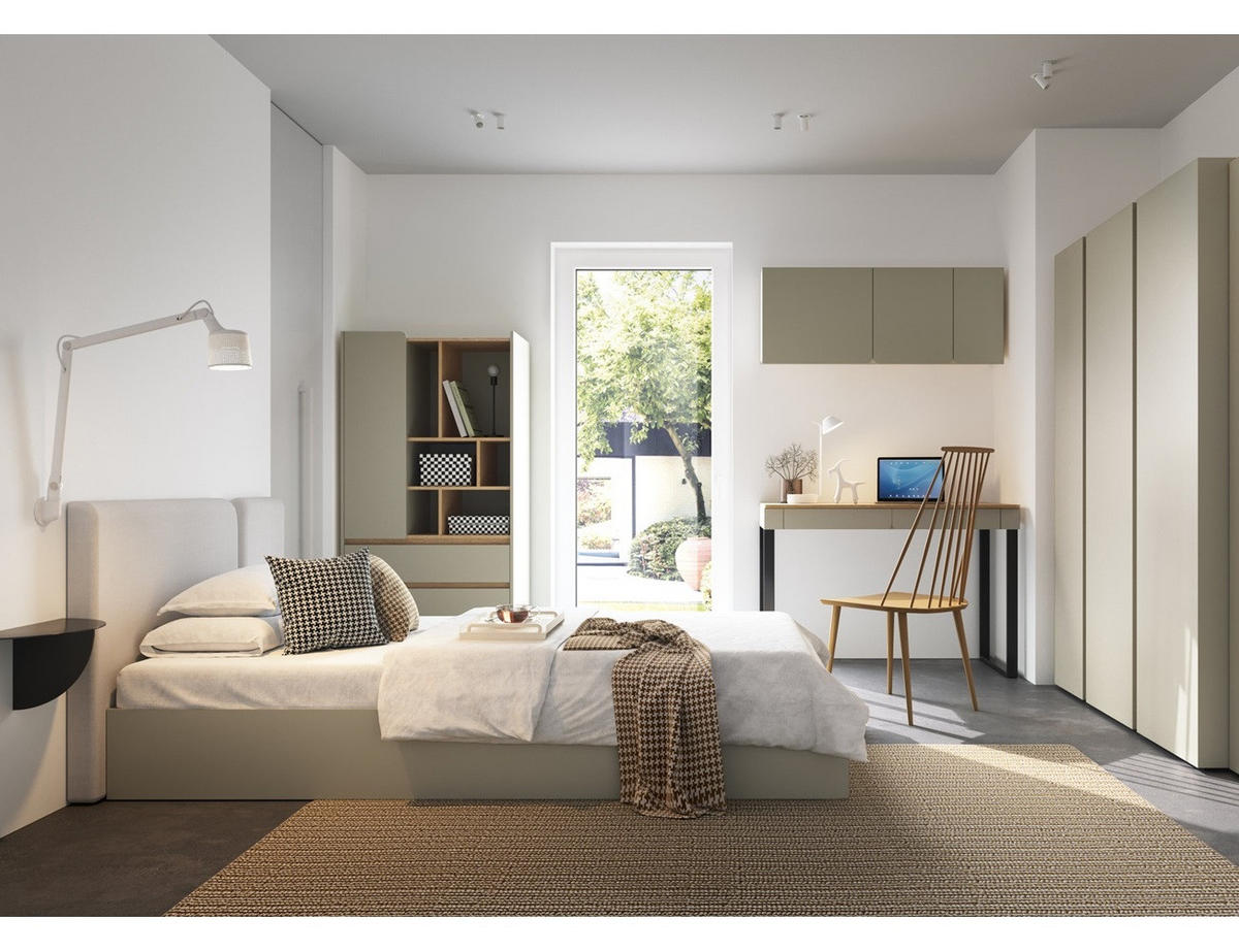 JUGENDZIMMER Laris Set B mit Bett 90 x 200 - Eukalyptus / Eiche Baltic Dune - Eukalyptusholzfarben/Eichefarben, Holzwerkstoff/Metall (145/195/50cm)