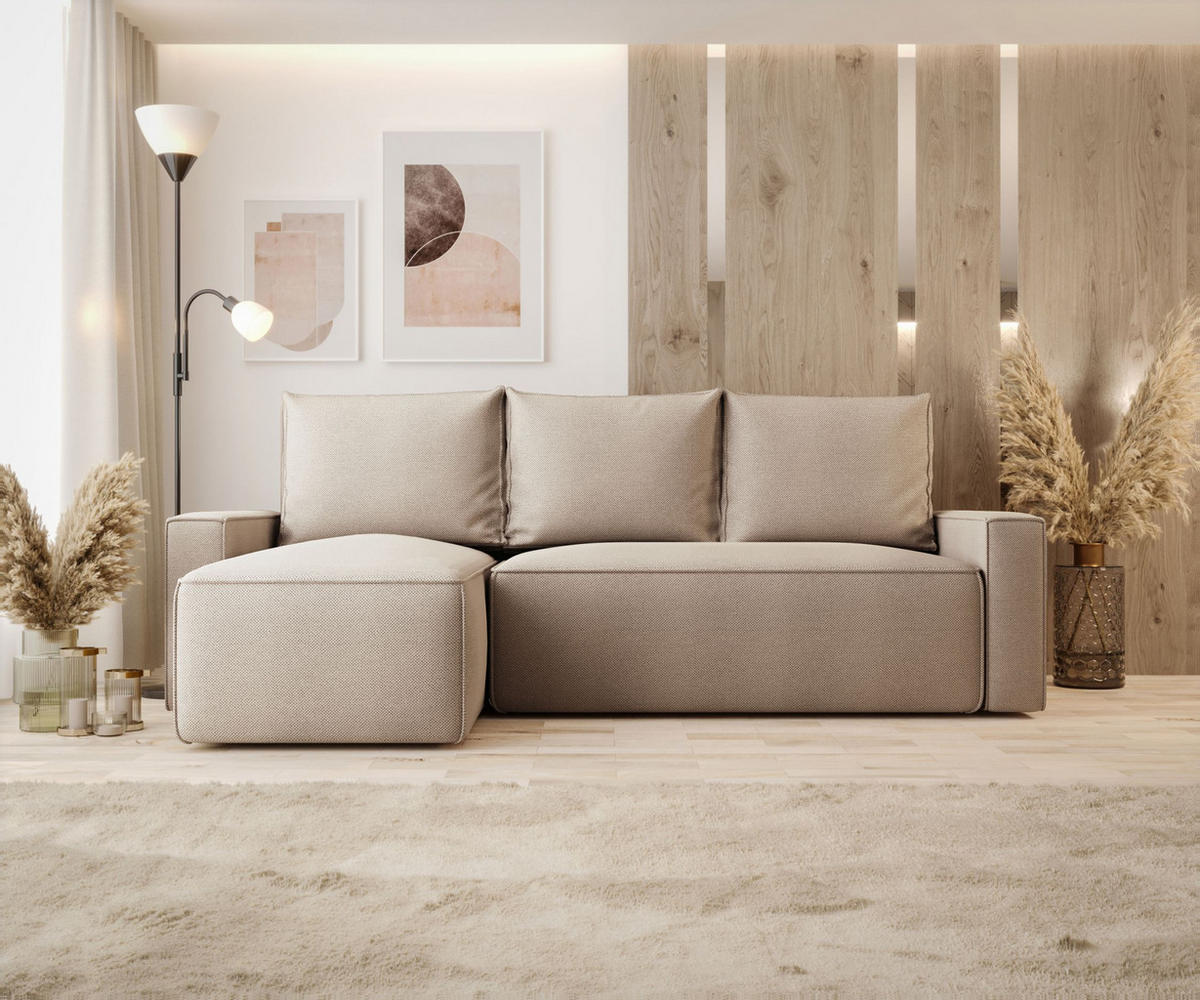 ECKSOFA mit Schlaffunktion SAVIO Curio 15 Links - Beige, Textil (232/140cm) - Bedante