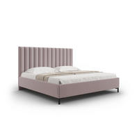 BETT mit Bettkasten und Kopfteil Allison aus strukturiertem Stoff rosa 180x200cm - Pink, Textil (180/200cm) - Micadoni
