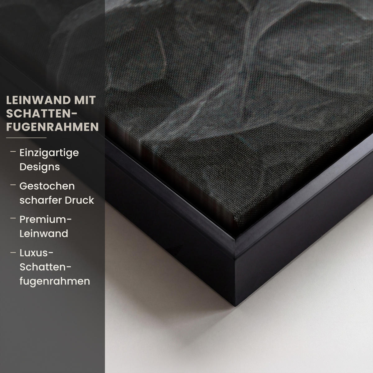 LEINWAND Bilder mit Rahmen - Blätter - Gold - Baum - Fels - 120x80 - Schwarz, Textil (120/80cm) - MuchoWow
